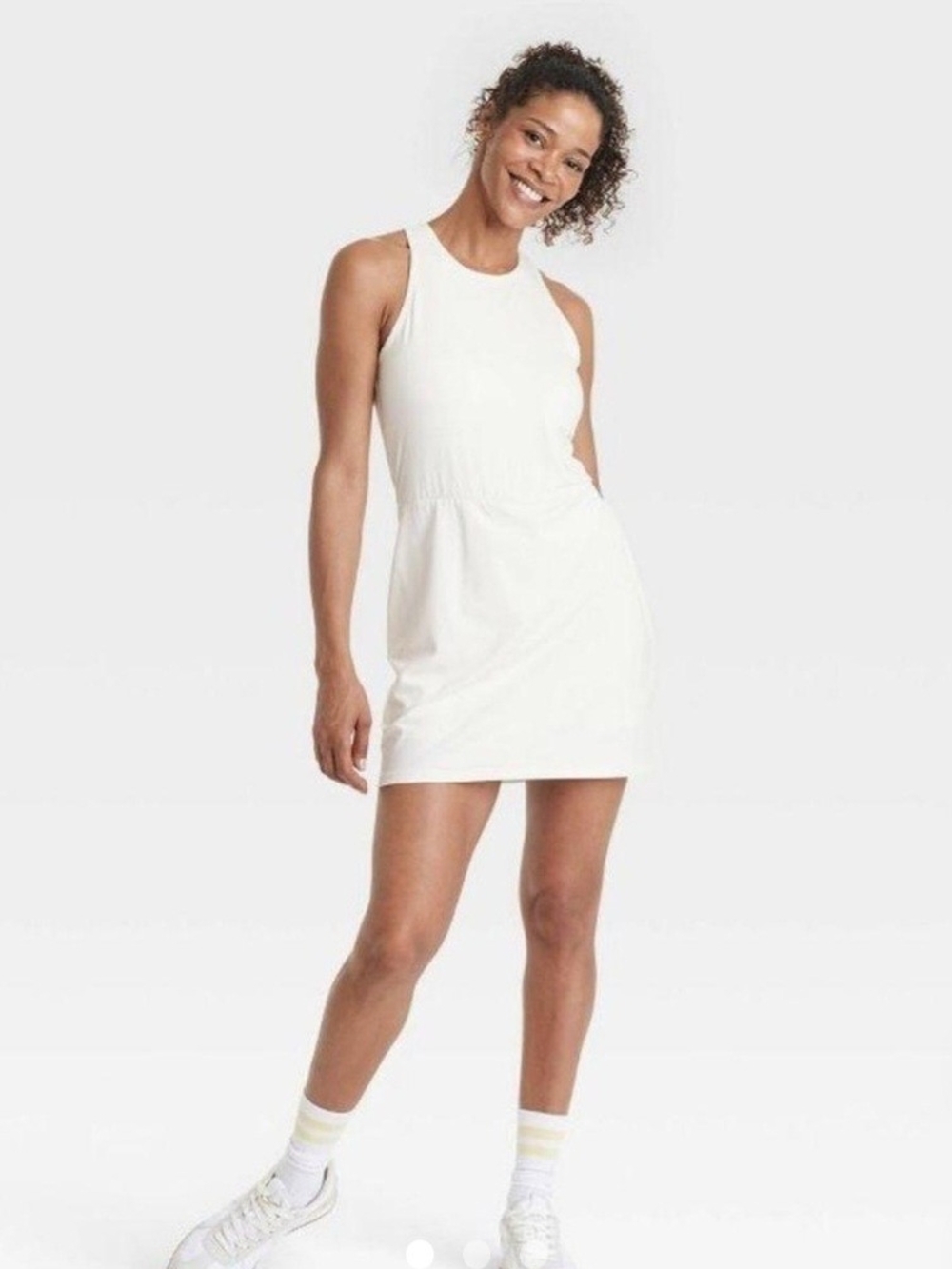 All In Motion Sleeveless Off White Knit Tank Dress With Shorts New